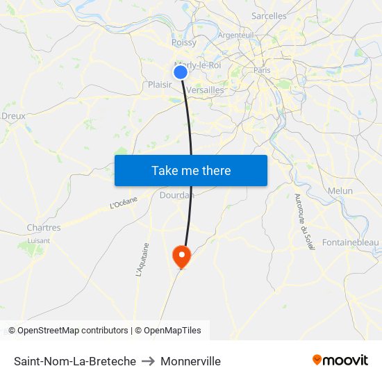Saint-Nom-La-Breteche to Monnerville map