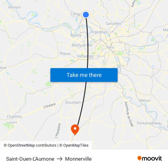 Saint-Ouen-L'Aumone to Monnerville map