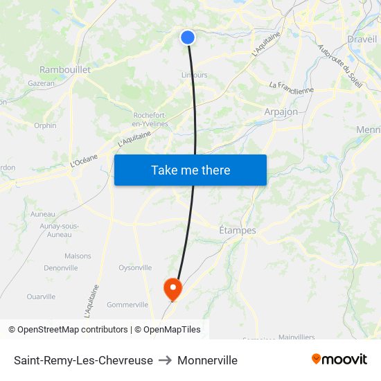 Saint-Remy-Les-Chevreuse to Monnerville map
