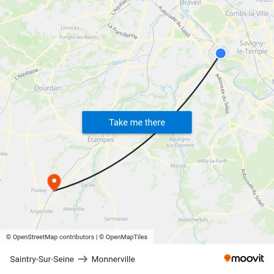 Saintry-Sur-Seine to Monnerville map