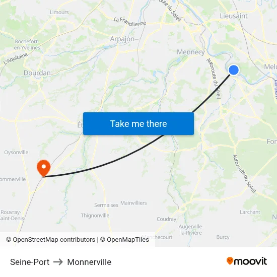 Seine-Port to Monnerville map