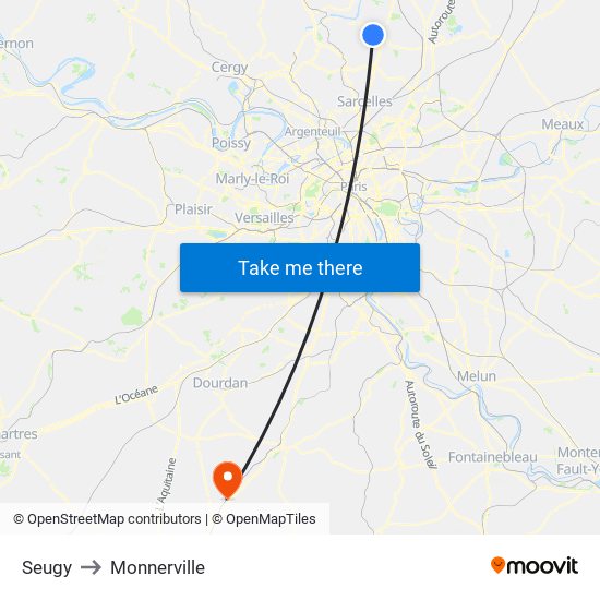 Seugy to Monnerville map