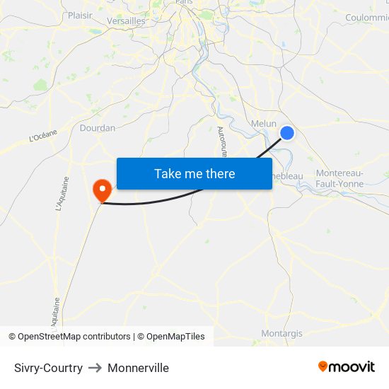 Sivry-Courtry to Monnerville map