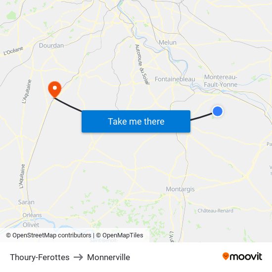 Thoury-Ferottes to Monnerville map