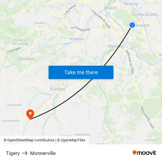 Tigery to Monnerville map