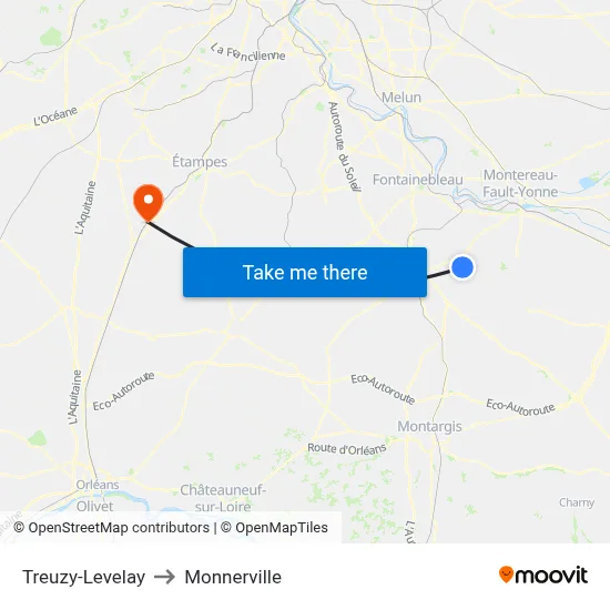 Treuzy-Levelay to Monnerville map