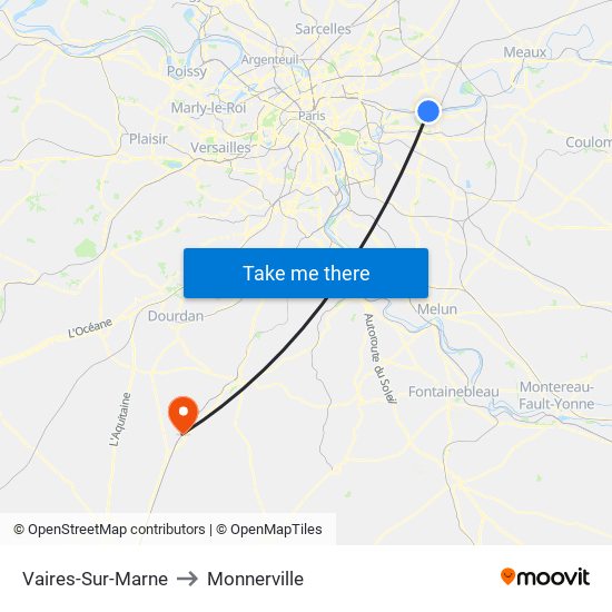 Vaires-Sur-Marne to Monnerville map