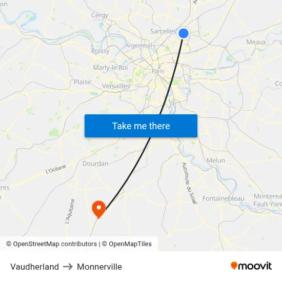 Vaudherland to Monnerville map