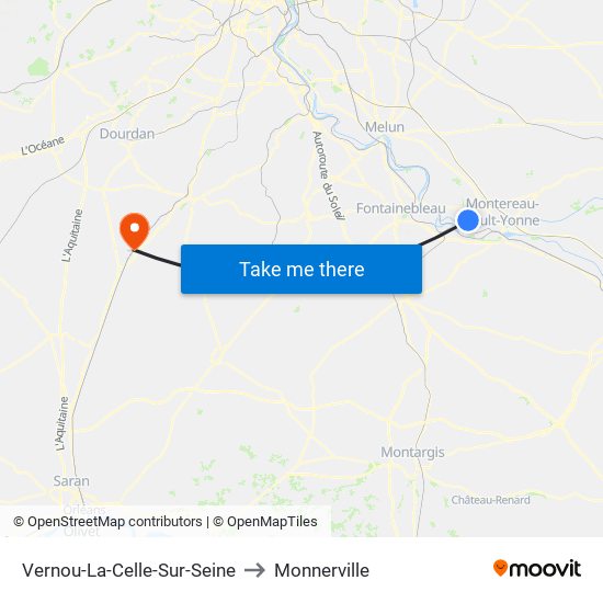 Vernou-La-Celle-Sur-Seine to Monnerville map