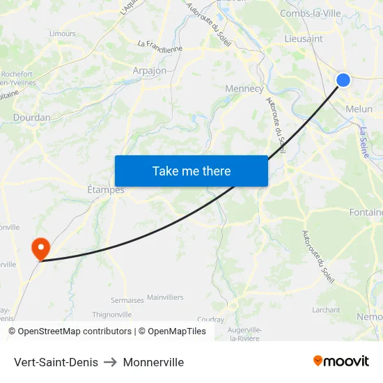 Vert-Saint-Denis to Monnerville map