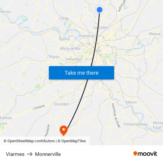 Viarmes to Monnerville map