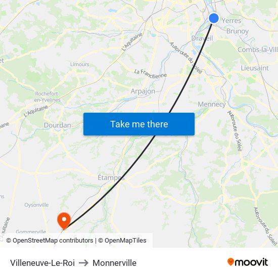 Villeneuve-Le-Roi to Monnerville map