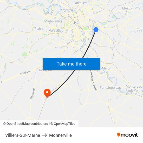 Villiers-Sur-Marne to Monnerville map