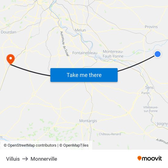 Villuis to Monnerville map