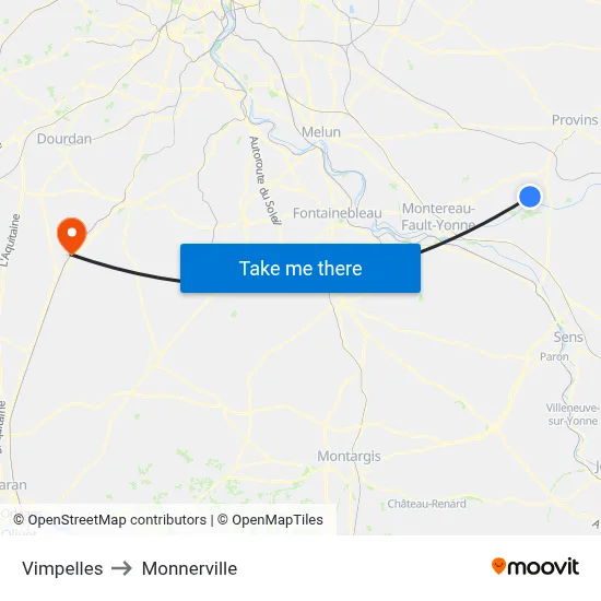 Vimpelles to Monnerville map