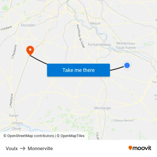 Voulx to Monnerville map