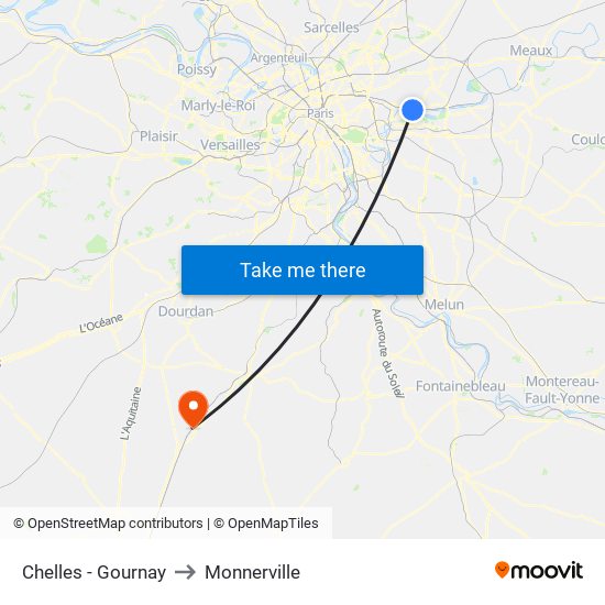 Chelles - Gournay to Monnerville map