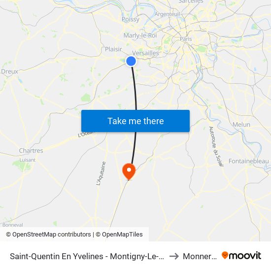 Saint-Quentin En Yvelines - Montigny-Le-Bretonneux to Monnerville map