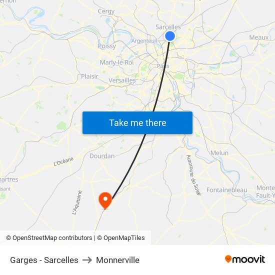 Garges - Sarcelles to Monnerville map