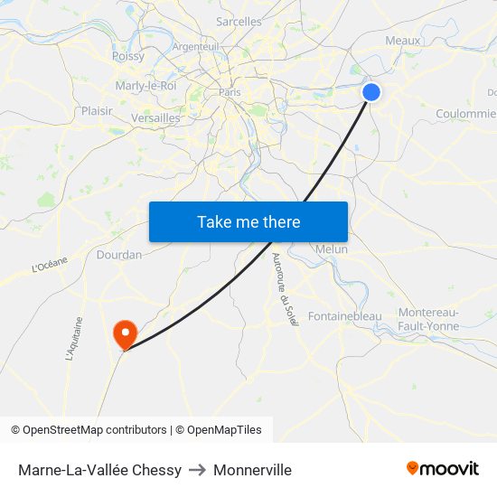 Marne-La-Vallée Chessy to Monnerville map