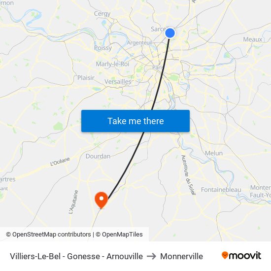 Villiers-Le-Bel - Gonesse - Arnouville to Monnerville map