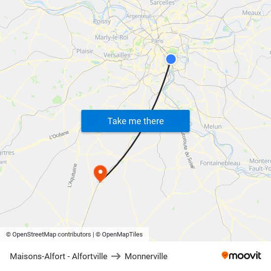 Maisons-Alfort - Alfortville to Monnerville map