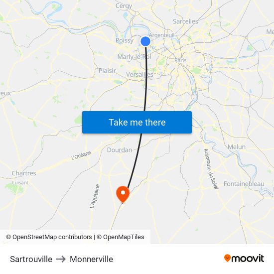 Sartrouville to Monnerville map