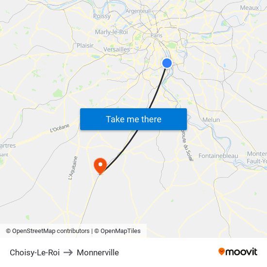 Choisy-Le-Roi to Monnerville map