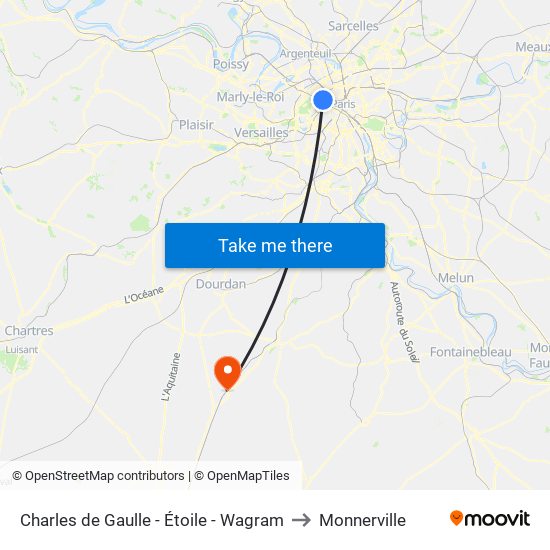 Charles de Gaulle - Étoile - Wagram to Monnerville map
