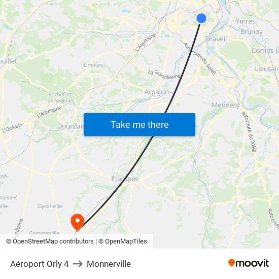 Aéroport Orly 4 to Monnerville map