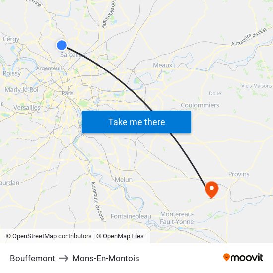 Bouffemont to Mons-En-Montois map