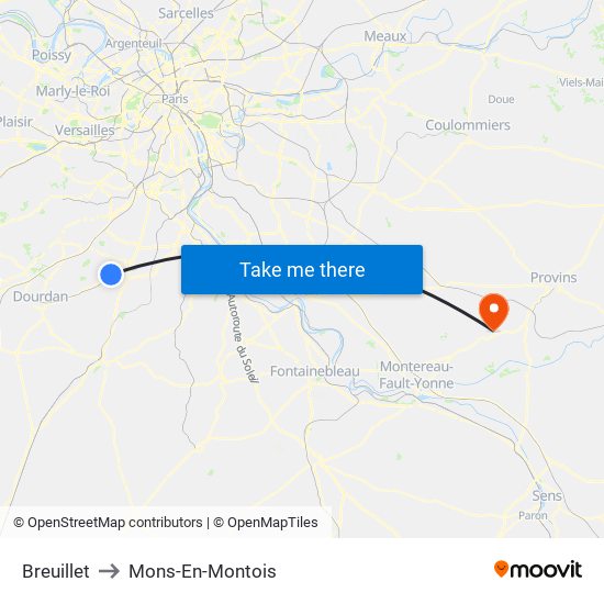Breuillet to Mons-En-Montois map