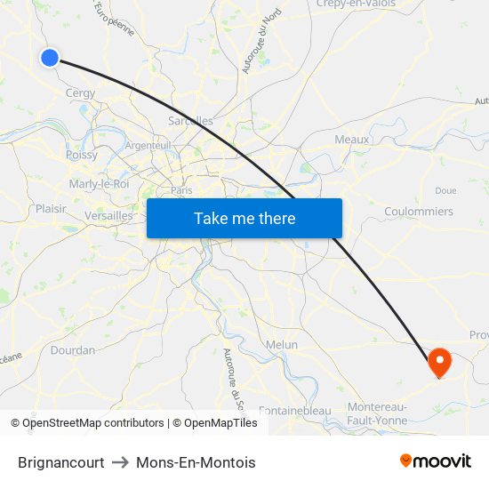 Brignancourt to Mons-En-Montois map