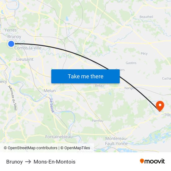 Brunoy to Mons-En-Montois map