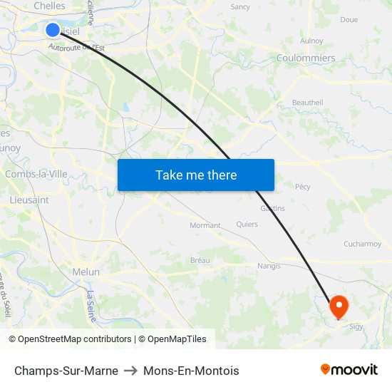 Champs-Sur-Marne to Mons-En-Montois map