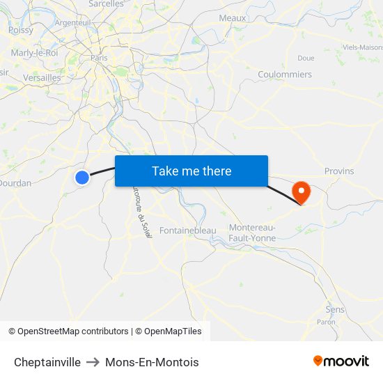 Cheptainville to Mons-En-Montois map