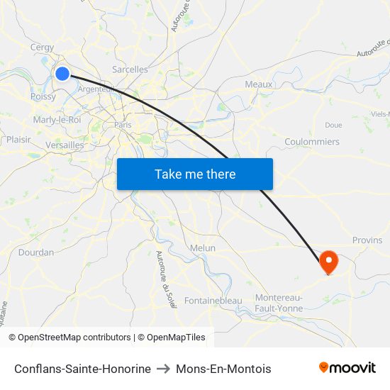 Conflans-Sainte-Honorine to Mons-En-Montois map