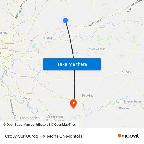 Crouy-Sur-Ourcq to Mons-En-Montois map