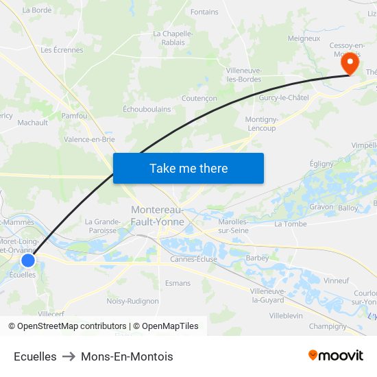 Ecuelles to Mons-En-Montois map