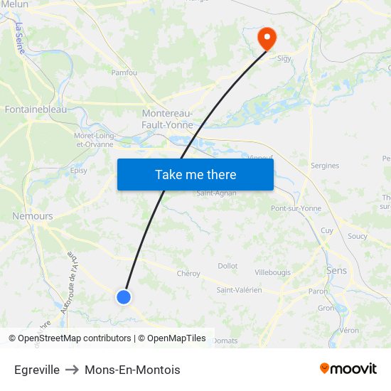Egreville to Mons-En-Montois map