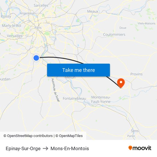 Epinay-Sur-Orge to Mons-En-Montois map