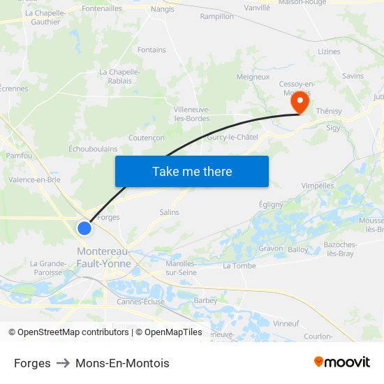 Forges to Mons-En-Montois map