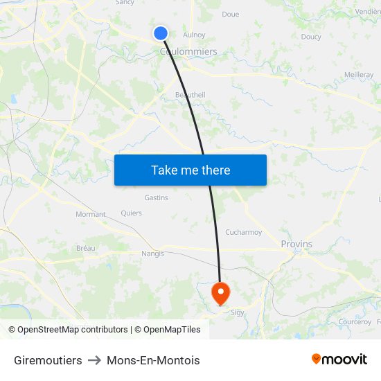 Giremoutiers to Mons-En-Montois map