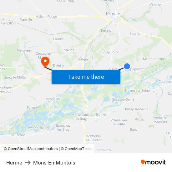 Herme to Mons-En-Montois map
