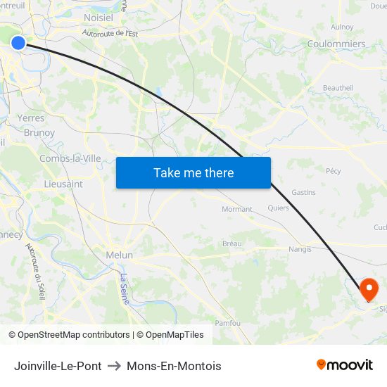 Joinville-Le-Pont to Mons-En-Montois map