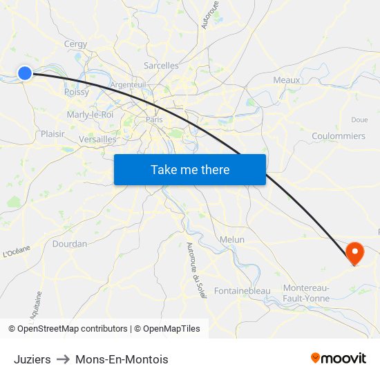 Juziers to Mons-En-Montois map