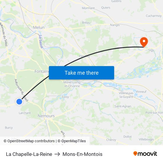 La Chapelle-La-Reine to Mons-En-Montois map