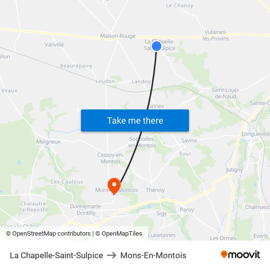 La Chapelle-Saint-Sulpice to Mons-En-Montois map