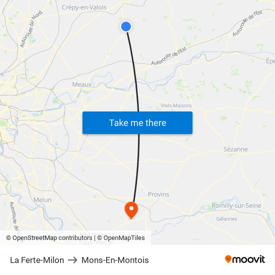 La Ferte-Milon to Mons-En-Montois map