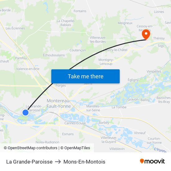La Grande-Paroisse to Mons-En-Montois map